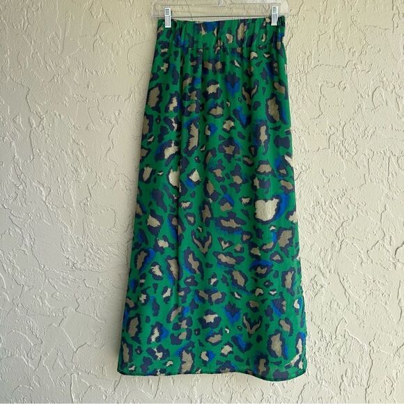 VANESSA VIRGINIA Skirt Women XS Silk Maxi Animal Print Pull On Leopard Cheetah - Picture 2 of 12